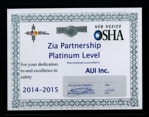 AUI's 2014-2015 Zia Partnership Certificate